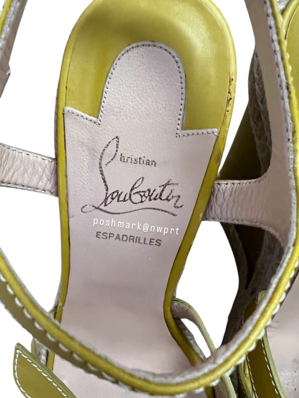 Christian Louboutin Zero Problem 140 Calf Rope Yellow Espadrilles Wedges Jute 38 - Picture 5 of 11